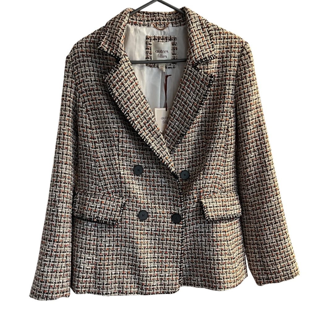 NWT Tweed Double Breasted Blazer Jacket Sz M